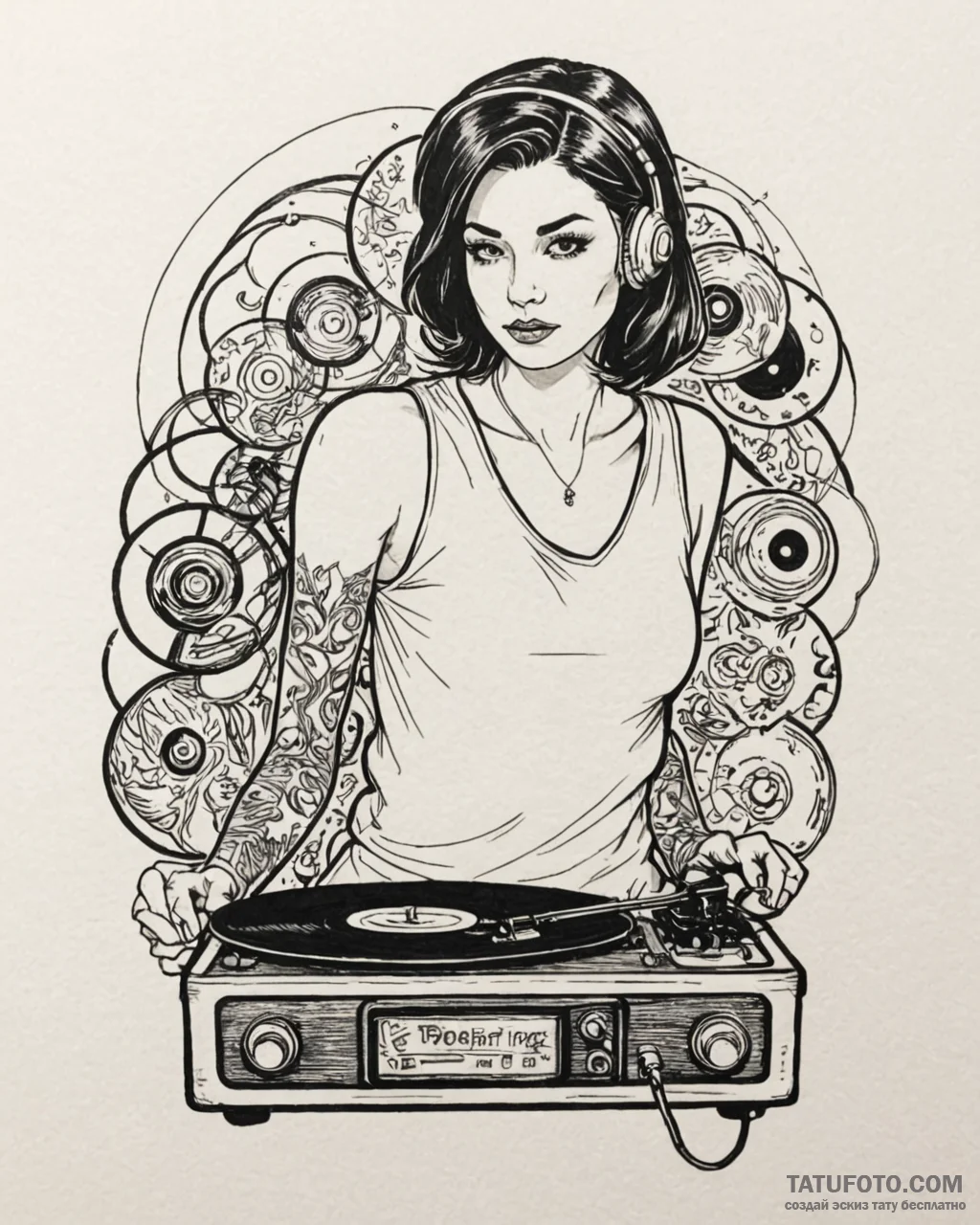 Tat tattoo sketch, retro lover with classic v... - эскиз тату (№1753226337_0, 22.07.2025 23:18) — Tatufoto.com
