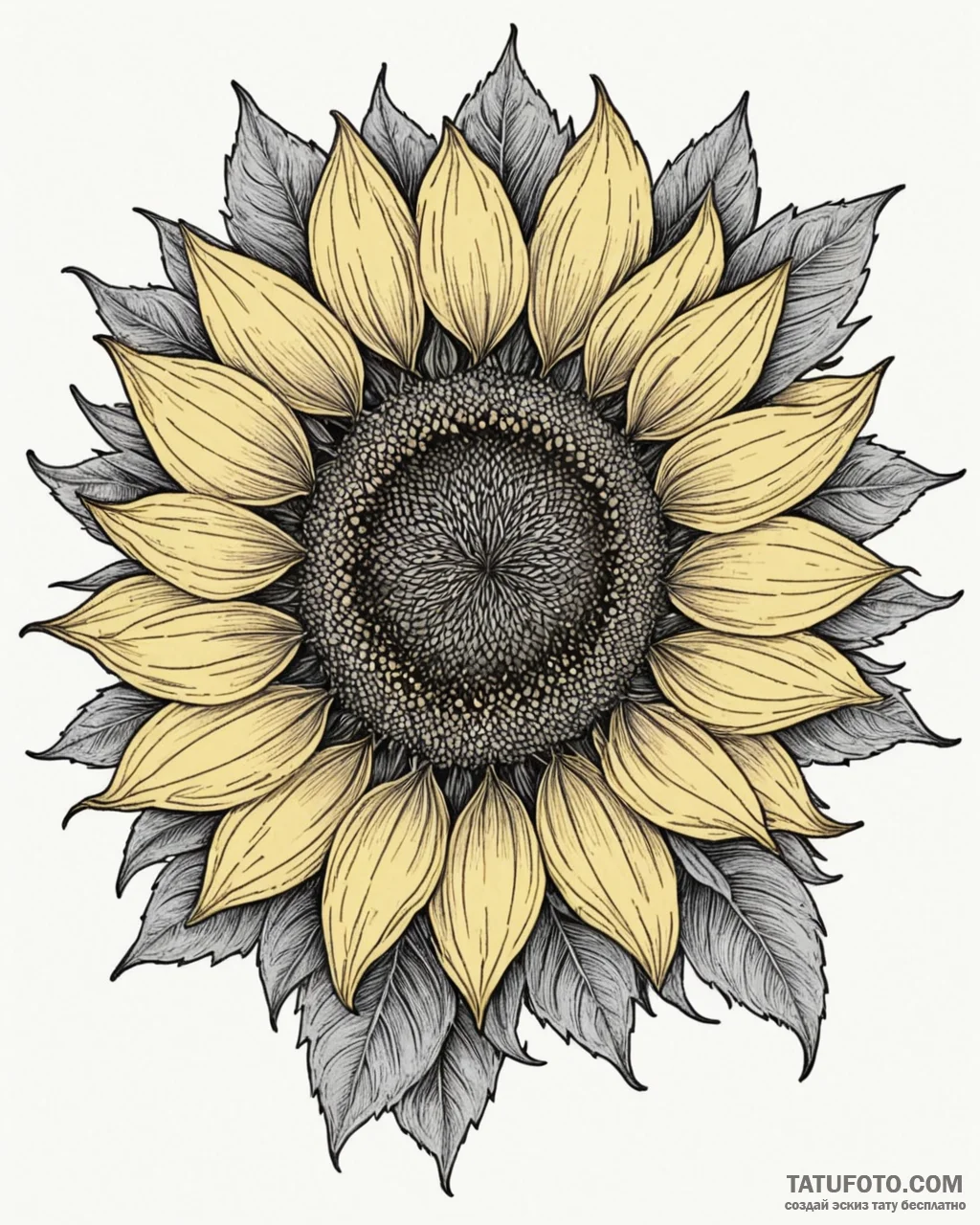 Tat tattoo sketch, bold neotraditional sunflo… — эскиз тату (№1753226503_0, 22.07.2025 23:21) — Tatufoto.com