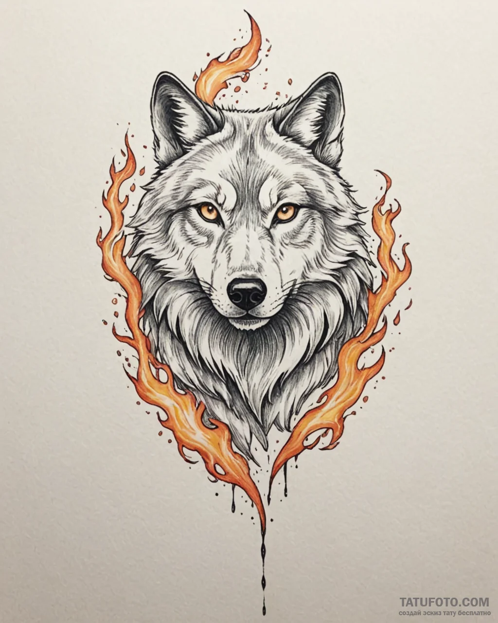Tat tattoo sketch, magical wolf with glowing... - эскиз тату (№1753227174_0, 22.07.2025 23:32) — Tatufoto.com