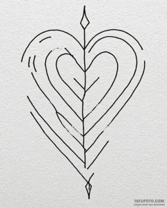 Tattoo sketch, simple black ink heart outline... - эскиз тату (№1753227422_0, 22.07.2025 23:37) — Tatufoto.com