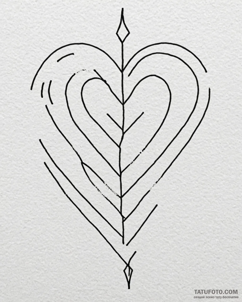 Tattoo sketch, simple black ink heart outline… — эскиз тату (№1753227422_0, 22.07.2025 23:37) — Tatufoto.com