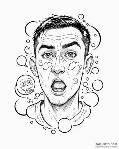 Eskiz.to, tattoo sketch, mike scared face wit... - эскиз тату (№1753227672_0, 22.07.2025 23:41) — Tatufoto.com
