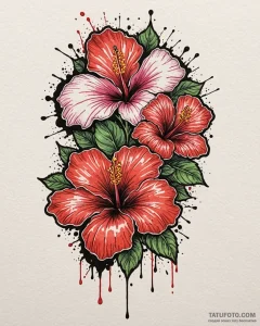 Tat tattoo sketch, vibrant hibiscus flower wi... - эскиз тату (№1753263025_0, 23.07.2025 09:30) — Tatufoto.com