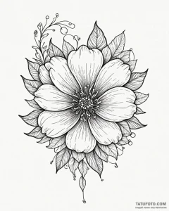 Tat tattoo sketch, whimsical oversized flower... - эскиз тату (№1753263616_0, 23.07.2025 09:40) — Tatufoto.com