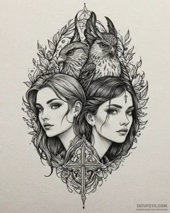 Tattoo sketch, arren and sparrowhawk duo port... - эскиз тату (№1753264242_0, 23.07.2025 09:50) — Tatufoto.com