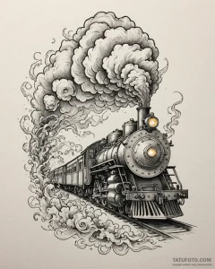 Tattoo sketch, polar express locomotive with... - эскиз тату (№1753265358_0, 23.07.2025 10:09) — Tatufoto.com