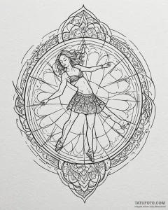 Tattoo sketch, dancer silhouette moving throu... - эскиз тату (№1753265451_0, 23.07.2025 10:10) — Tatufoto.com