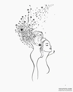 Tat tattoo sketch, dreamer’s silhouette blowi... - эскиз тату (№1753265537_0, 23.07.2025 10:12) — Tatufoto.com