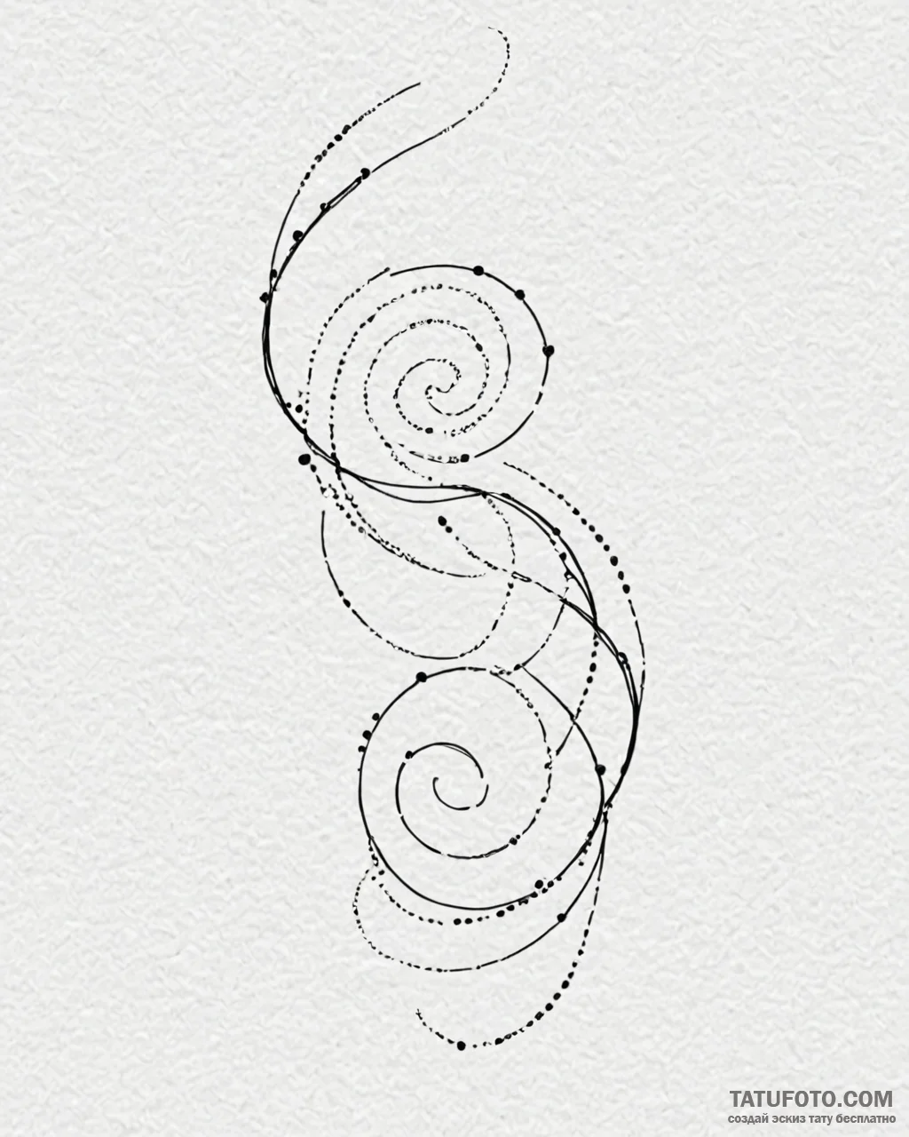 Tattoo sketch, abstract thin line spiral with… — эскиз тату (№1753266155_0, 23.07.2025 10:22) — Tatufoto.com