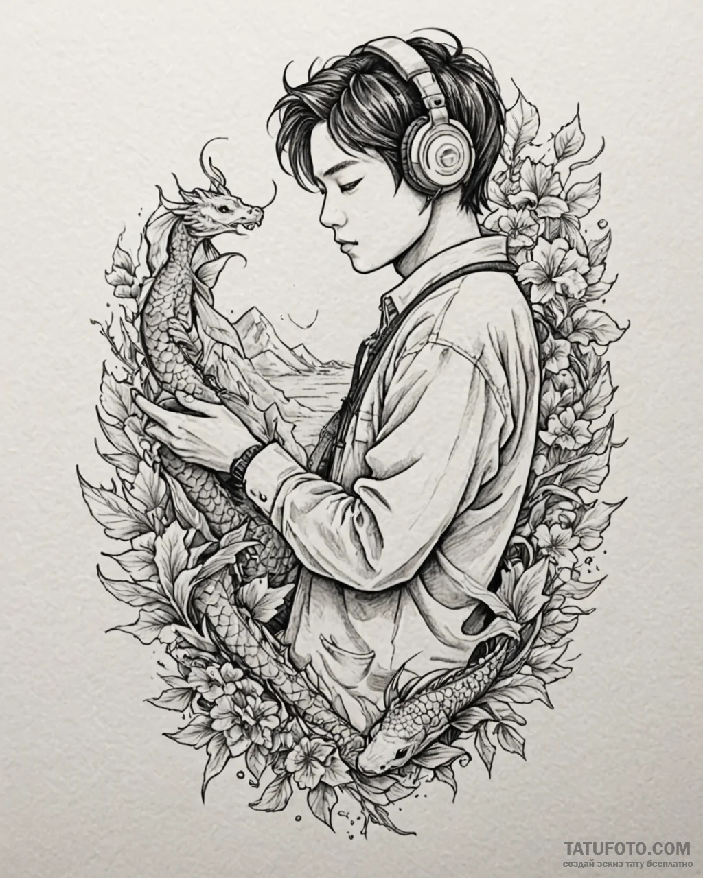 Tat tattoo sketch, college student with books… — эскиз тату (№1753266248_0, 23.07.2025 10:24) — Tatufoto.com