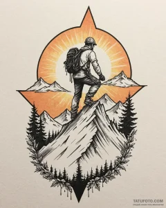 Tat tattoo sketch, mountain climber silhouett... - эскиз тату (№1753266694_0, 23.07.2025 10:31) — Tatufoto.com