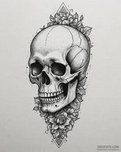 Tat tattoo sketch, skull with strong handwrit... - эскиз тату (№1753266872_0, 23.07.2025 10:34) — Tatufoto.com