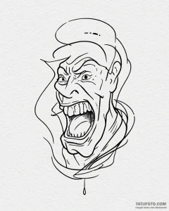 Tattoo sketch, flash in mid-laugh with slow m... - эскиз тату (№1753266957_0, 23.07.2025 10:35) — Tatufoto.com