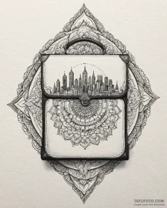 Tat tattoo sketch, businessman’s briefcase wi... - эскиз тату (№1753267049_0, 23.07.2025 10:37) — Tatufoto.com