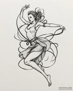 Tat tattoo sketch, dancer mid-spin with swirl... - эскиз тату (№1753267488_0, 23.07.2025 10:44) — Tatufoto.com