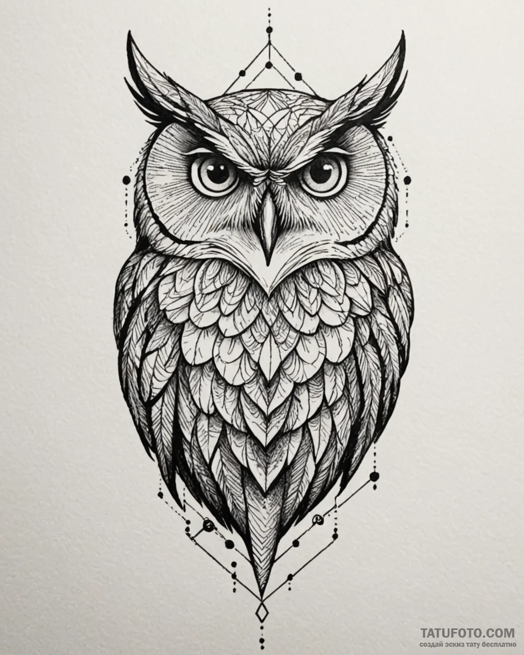 Tattoo sketch, abstract geometric owl with sh... - эскиз тату (№1753267573_0, 23.07.2025 10:46) — Tatufoto.com