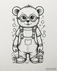 Tattoo sketch, bob minion with teddy bear, ad... - эскиз тату (№1753267758_0, 23.07.2025 10:49) — Tatufoto.com