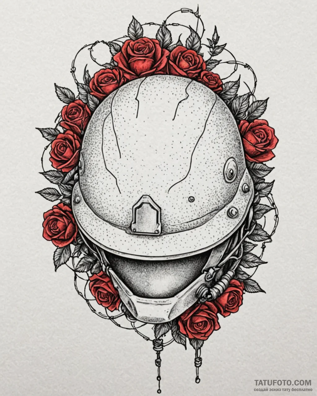 Tat tattoo sketch, soldier’s helmet surrounde... - эскиз тату (№1753268112_0, 23.07.2025 10:55) — Tatufoto.com