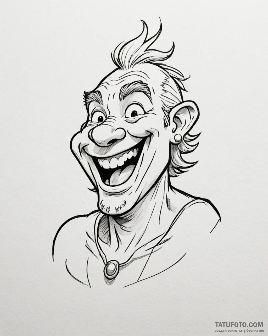 Tattoo sketch, obelix laughing with rosy chee... - эскиз тату (№1753268455_0, 23.07.2025 11:00) — Tatufoto.com