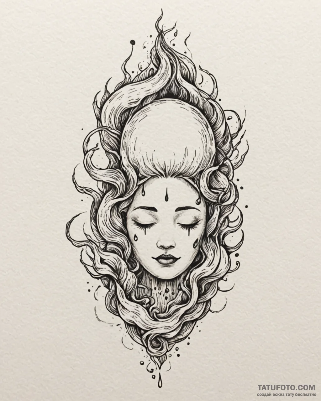 Tattoo sketch, no-face engulfed in smoke, sur... - эскиз тату (№1753268546_0, 23.07.2025 11:02) — Tatufoto.com