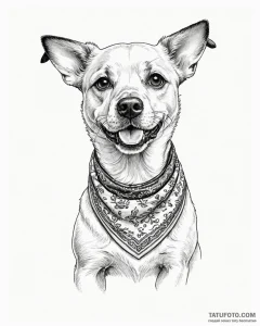 Tat tattoo sketch, retro style domestic dog w... - эскиз тату (№1753268724_0, 23.07.2025 11:05) — Tatufoto.com