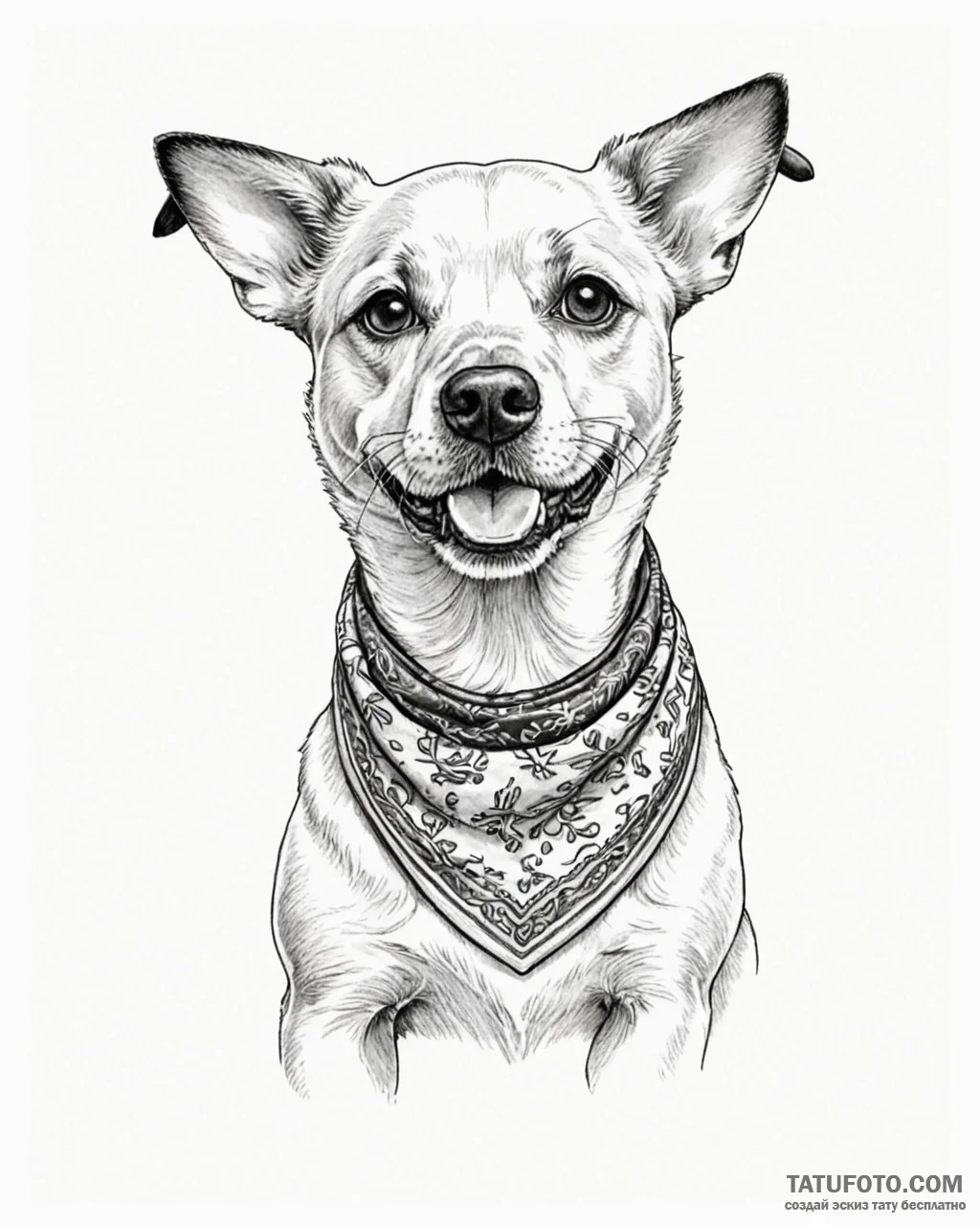 Tat tattoo sketch, retro style domestic dog w... - эскиз тату (№1753268724_0, 23.07.2025 11:05) — Tatufoto.com