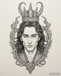 Tat tattoo sketch, loki mischievous god with... - эскиз тату (№1753268894_0, 23.07.2025 11:08) — Tatufoto.com