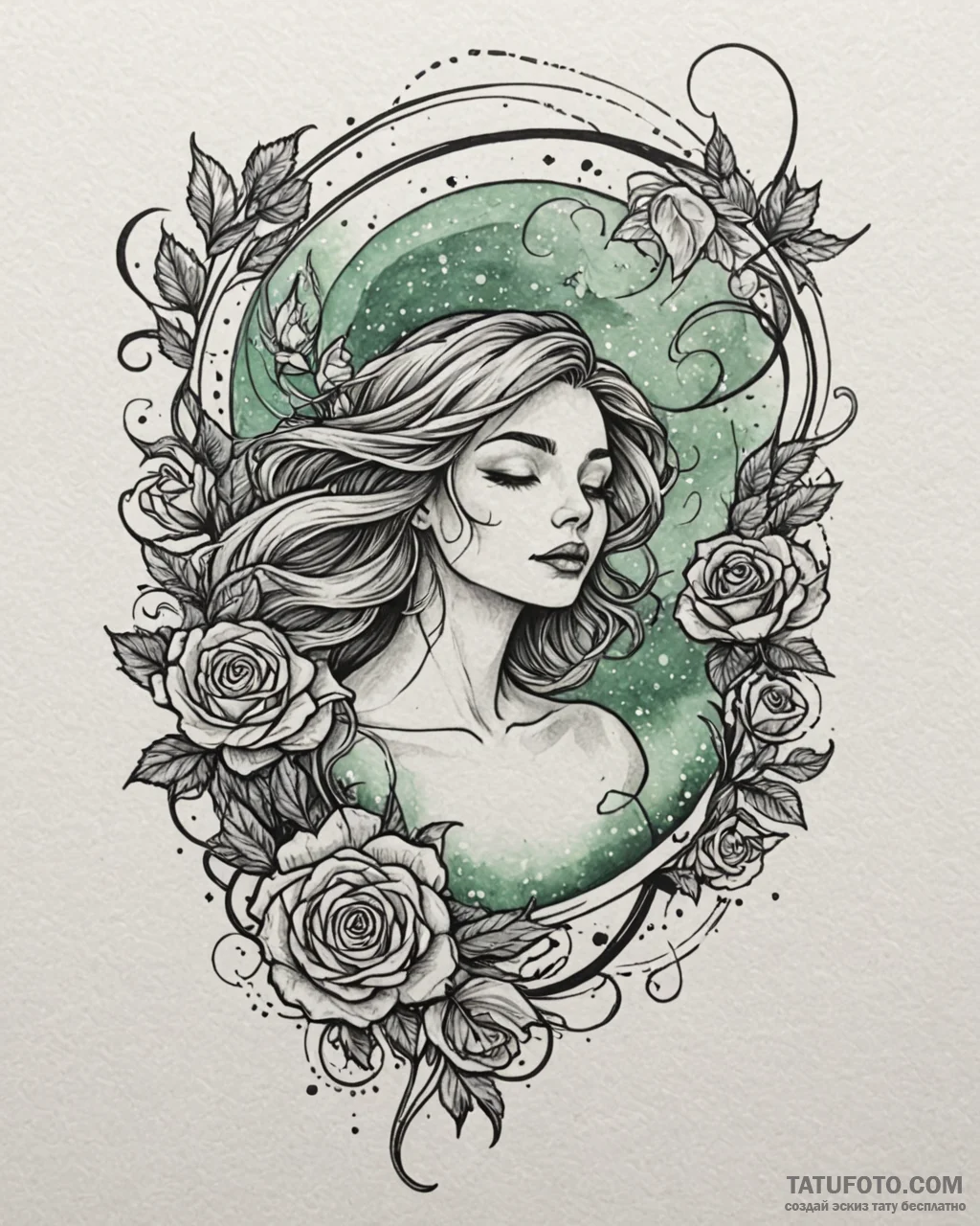 Tat tattoo sketch, northern lights dancing in… — эскиз тату (№1753268979_0, 23.07.2025 11:09) — Tatufoto.com