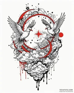 небесные птицы и облака, tattoo sketch design... - эскиз тату (№1753269496_0, 23.07.2025 11:18) — Tatufoto.com