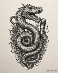 Tat tattoo sketch, sea serpent coiled around... - эскиз тату (№1753269844_0, 23.07.2025 11:24) — Tatufoto.com