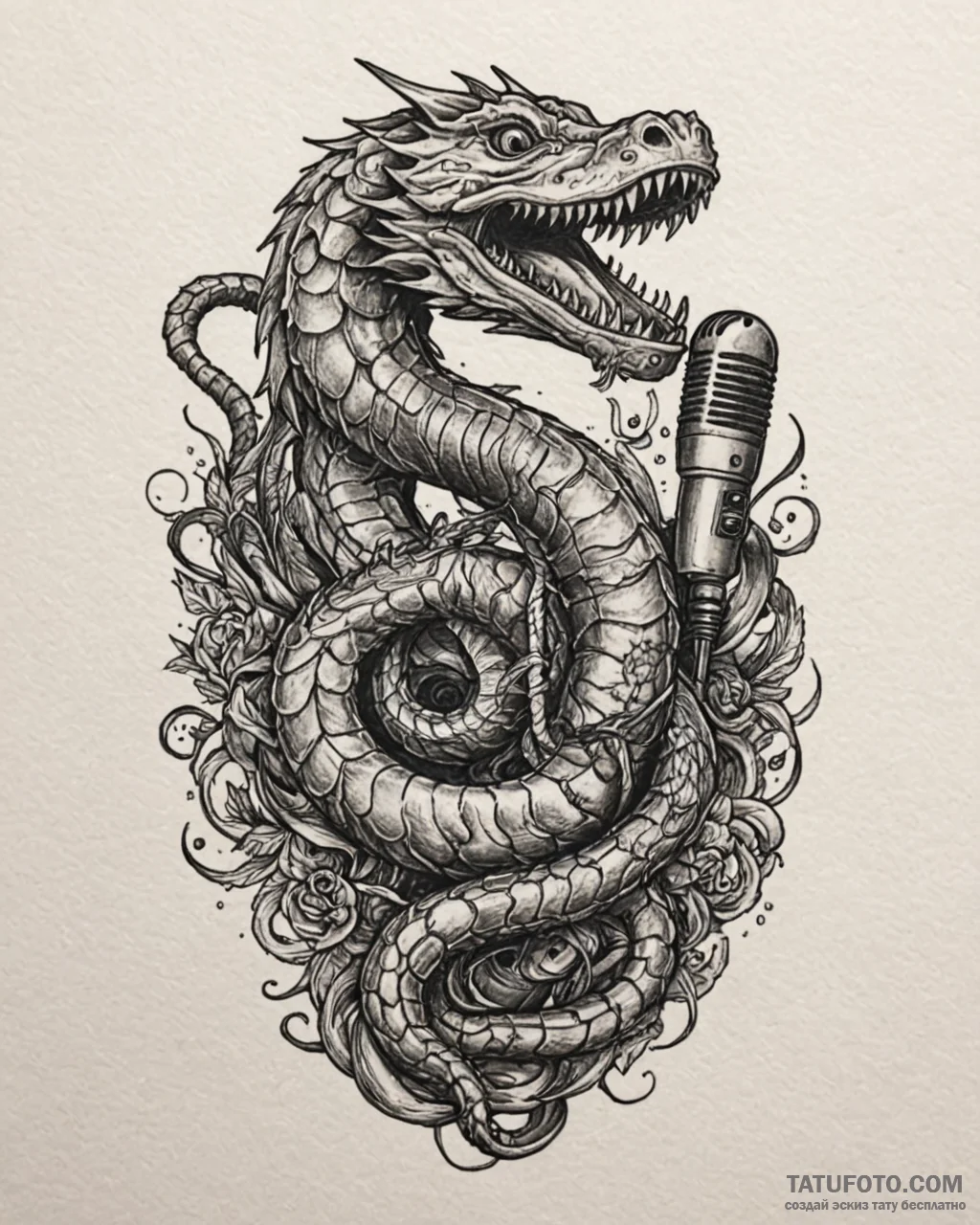 Tat tattoo sketch, sea serpent coiled around… — эскиз тату (№1753269844_0, 23.07.2025 11:24) — Tatufoto.com