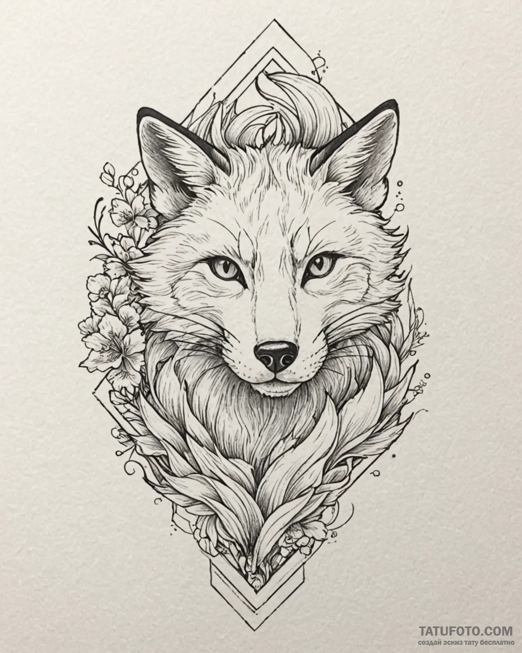 Tattoo sketch, tiny geometric fox face with s... - эскиз тату (№1753270375_0, 23.07.2025 11:32) — Tatufoto.com
