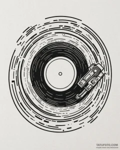 Tattoo sketch, vinyl record with stylized gro... - эскиз тату (№1753270554_0, 23.07.2025 11:35) — Tatufoto.com