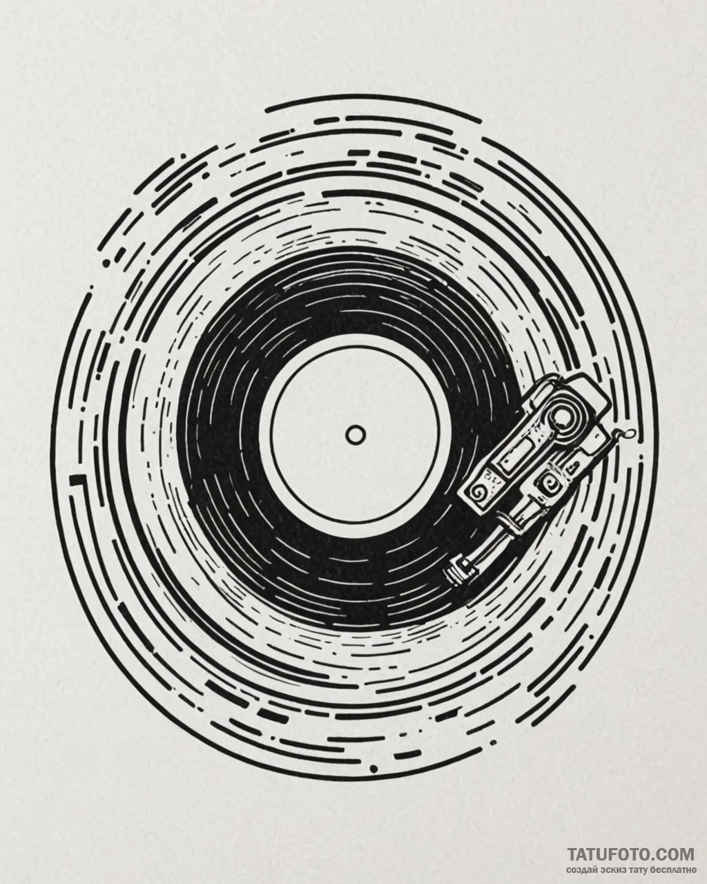 Tattoo sketch, vinyl record with stylized gro... - эскиз тату (№1753270554_0, 23.07.2025 11:35) — Tatufoto.com