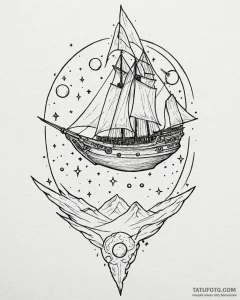Tattoo sketch, treasure planet ship sailing t... - эскиз тату (№1753270908_0, 23.07.2025 11:41) — Tatufoto.com
