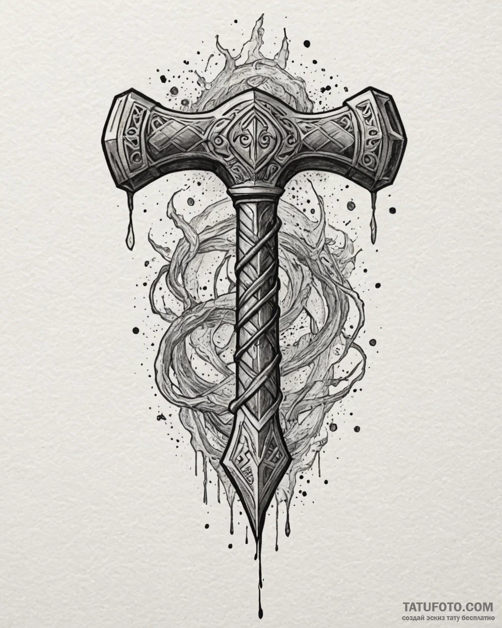 Tat tattoo sketch, thor’s hammer mjölnir with… — эскиз тату (№1753271531_0, 23.07.2025 11:52) — Tatufoto.com