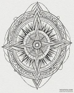 Tattoo sketch, antique compass rose with orna... - эскиз тату (№1753271794_0, 23.07.2025 11:56) — Tatufoto.com