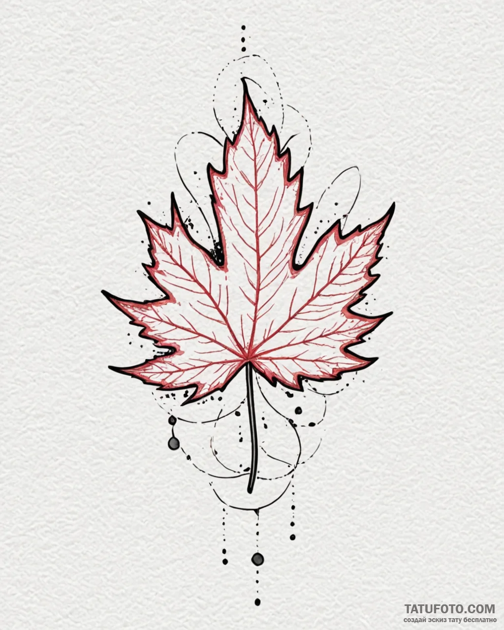 Tat tattoo sketch, maple leaves with crisp ge... - эскиз тату (№1753272241_0, 23.07.2025 12:04) — Tatufoto.com