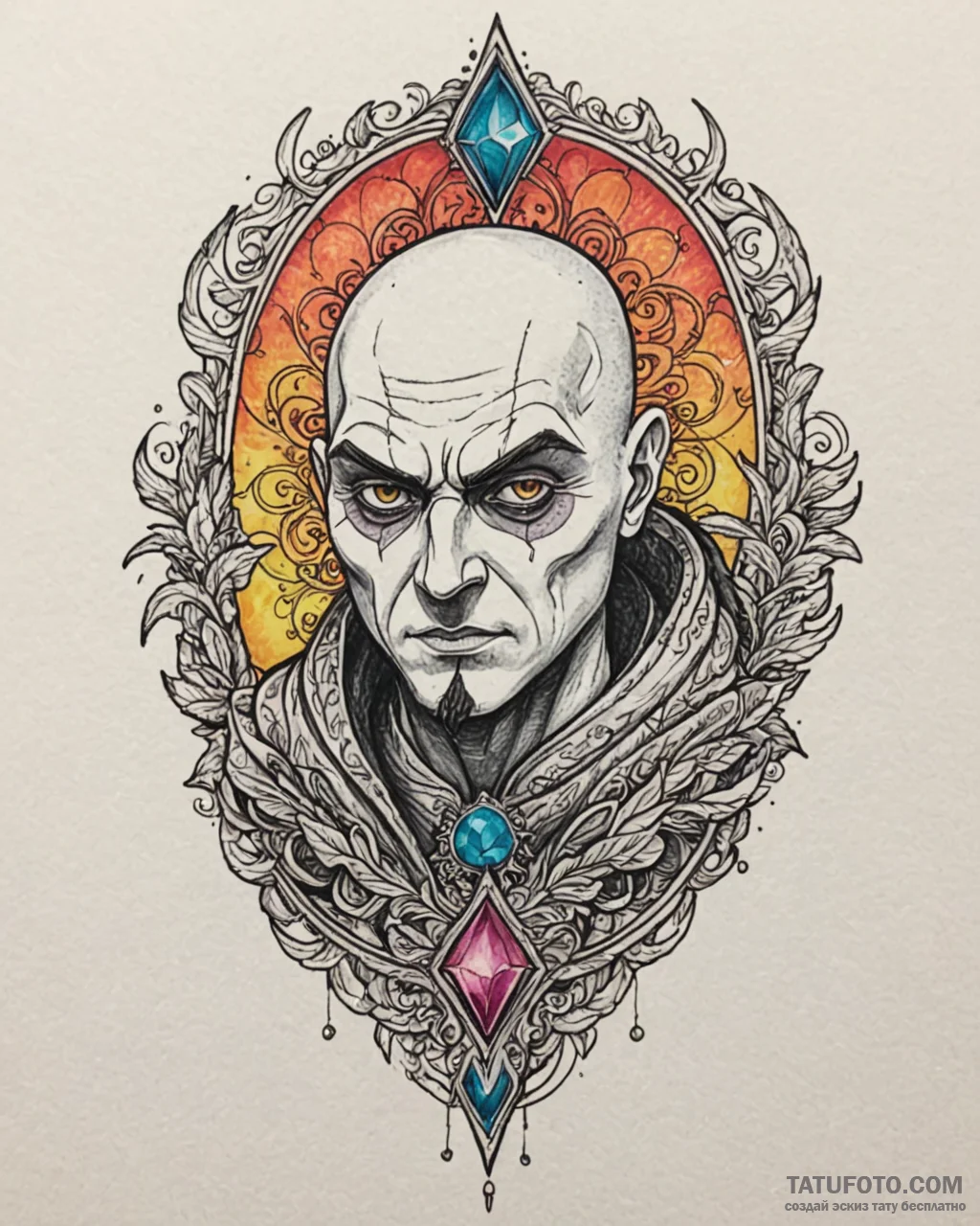 Tattoo sketch, gru holding freeze ray, intens… — эскиз тату (№1753272430_0, 23.07.2025 12:07) — Tatufoto.com