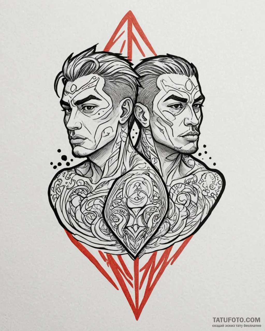 Tattoo sketch, miguel and hector back to back... - эскиз тату (№1753273050_0, 23.07.2025 12:17) — Tatufoto.com