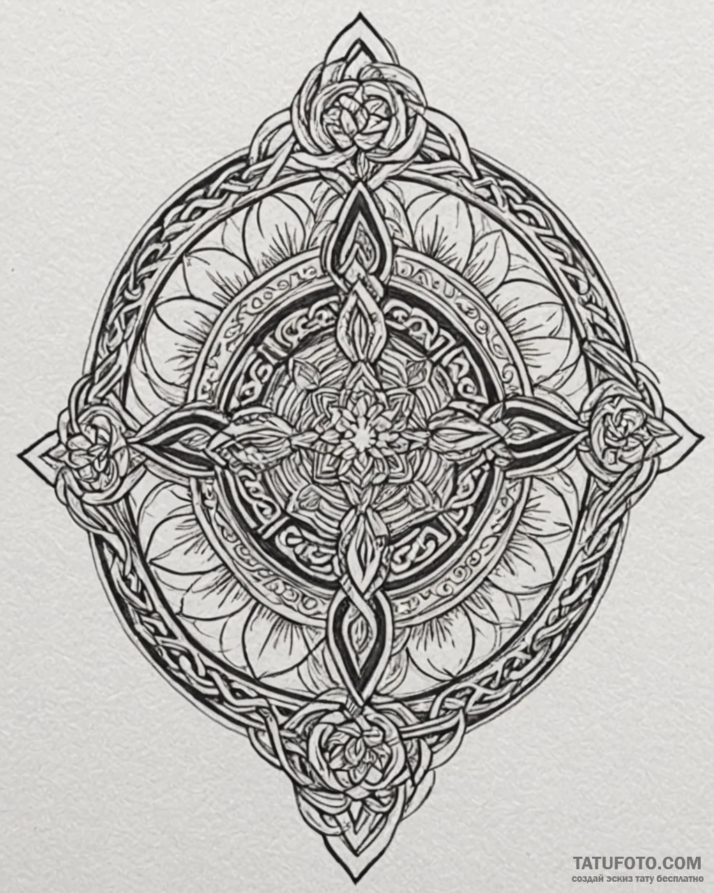 Tattoo sketch, intricate celtic knot entwined... - эскиз тату (№1753273228_0, 23.07.2025 12:20) — Tatufoto.com