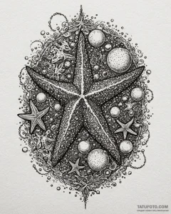 Tattoo sketch, starfish with detailed texture... - эскиз тату (№1753273674_0, 23.07.2025 12:27) — Tatufoto.com
