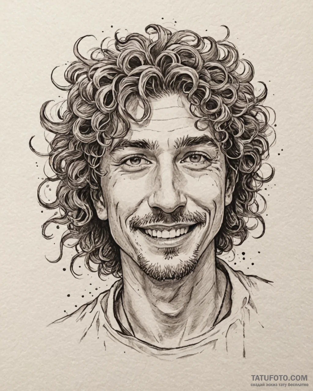 Tattoo sketch, alberto with wild curly hair a... - эскиз тату (№1753274036_0, 23.07.2025 12:33) — Tatufoto.com