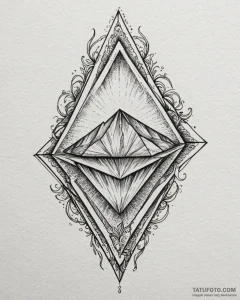 Tattoo sketch, crystalline magical prism glow... - эскиз тату (№1753274300_0, 23.07.2025 12:38) — Tatufoto.com