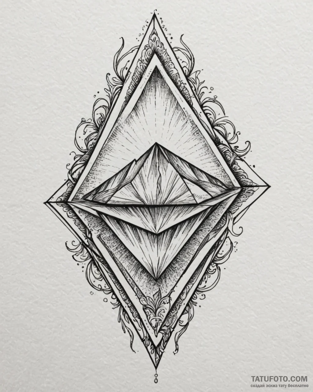 Tattoo sketch, crystalline magical prism glow… — эскиз тату (№1753274300_0, 23.07.2025 12:38) — Tatufoto.com