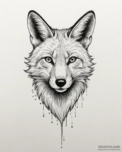 Tattoo sketch, thin outline of fox face with... - эскиз тату (№1753274743_0, 23.07.2025 12:45) — Tatufoto.com