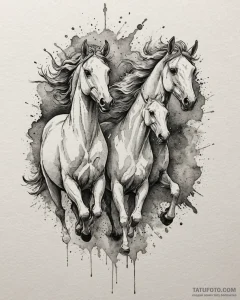 Tattoo sketch, spirit and wild horses running... - эскиз тату (№1753275005_0, 23.07.2025 12:50) — Tatufoto.com