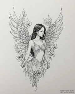 Tattoo sketch, isabela with ethereal wings ma... - эскиз тату (№1753275110_0, 23.07.2025 12:51) — Tatufoto.com