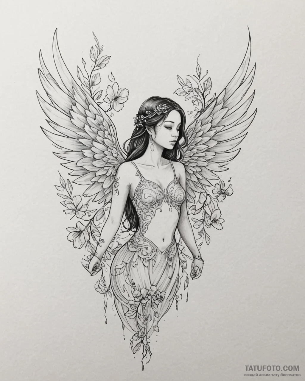 Tattoo sketch, isabela with ethereal wings ma… — эскиз тату (№1753275110_0, 23.07.2025 12:51) — Tatufoto.com