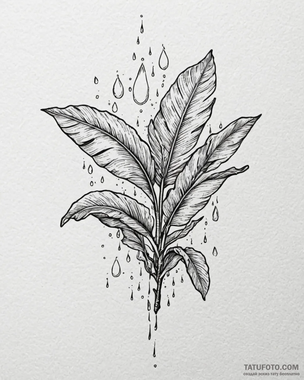 Tat tattoo sketch, shiny banana leaves with w… — эскиз тату (№1753276168_0, 23.07.2025 13:09) — Tatufoto.com